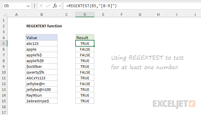 Excel REGEXTEST Function
