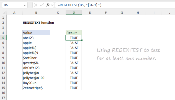 Excel REGEXTEST Function