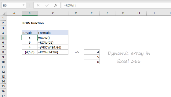 Excel ROW Function