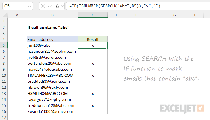 SEARCH function - using SEARCH with the IF function