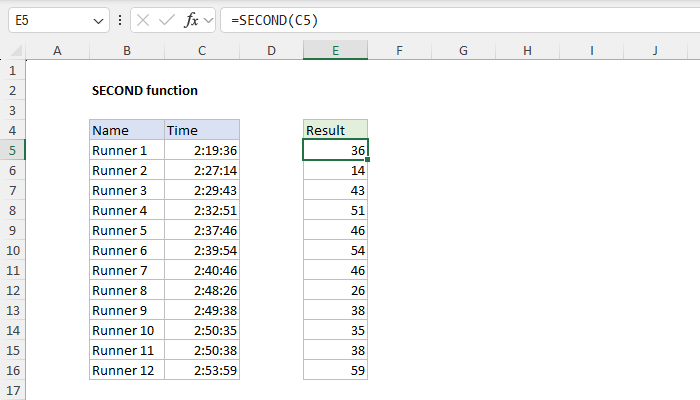 Excel SECOND function | Exceljet