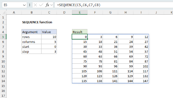 Excel SEQUENCE Function