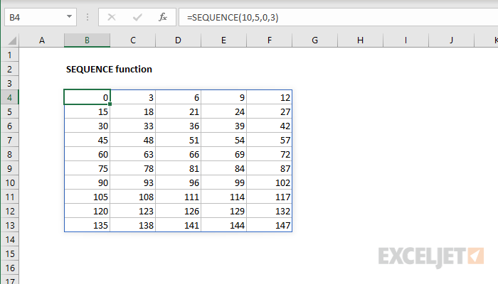 Excel SEQUENCE Function