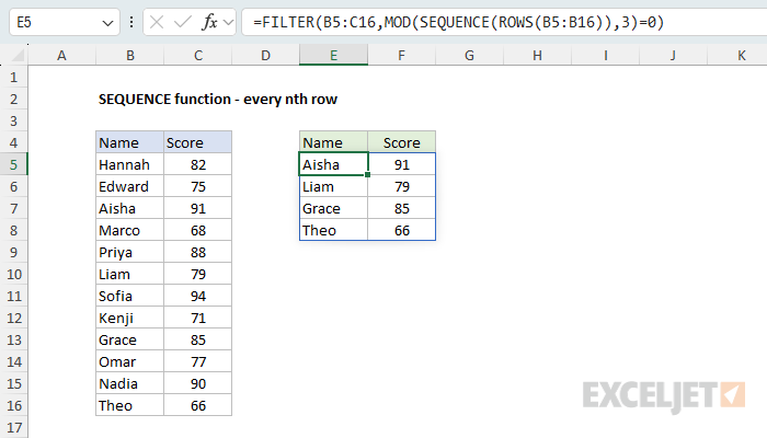 SEQUENCE example - every nth row