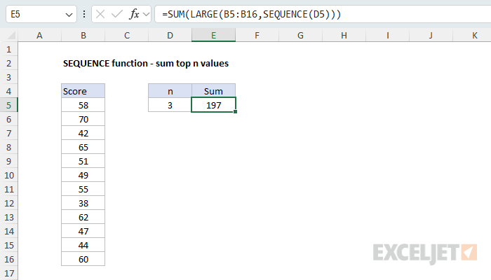 SEQUENCE example - sum top n values