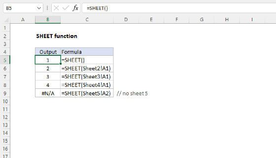Excel SHEET Function