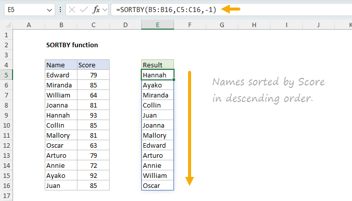 SORTBY Function