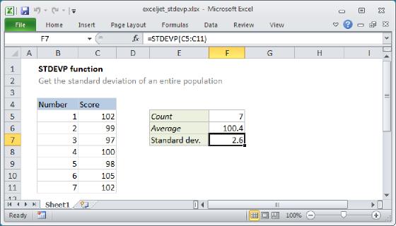 Excel STDEVP Function