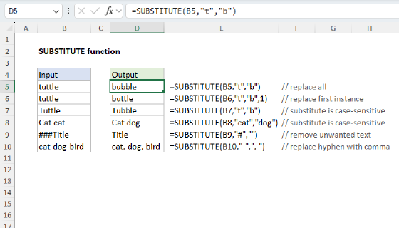 Excel SUBSTITUTE Function