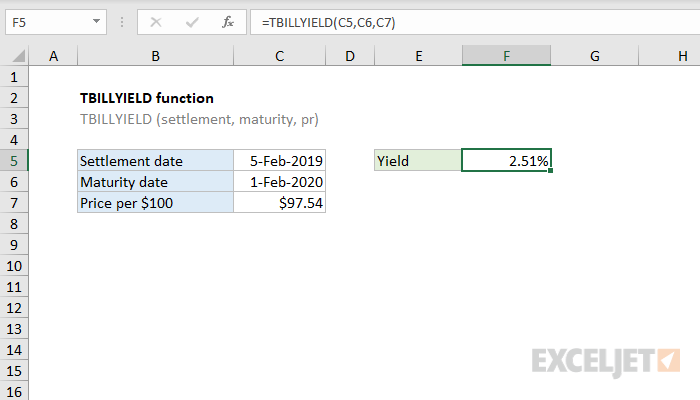 Excel TBILLYIELD Function
