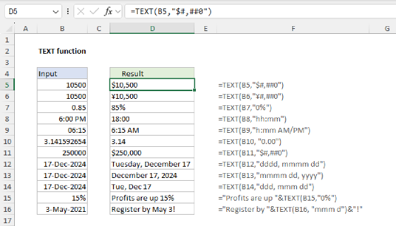 Excel TEXT Function