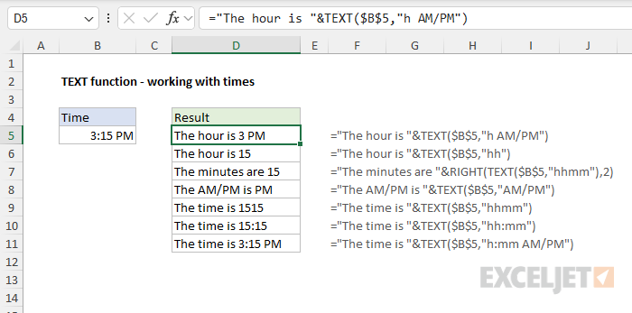 TEXT function time example