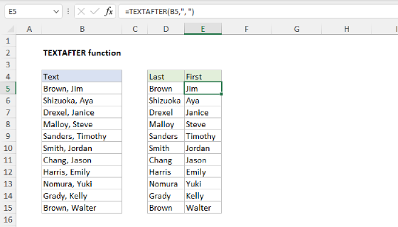 Excel TEXTAFTER Function