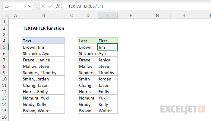 Excel TEXTAFTER Function