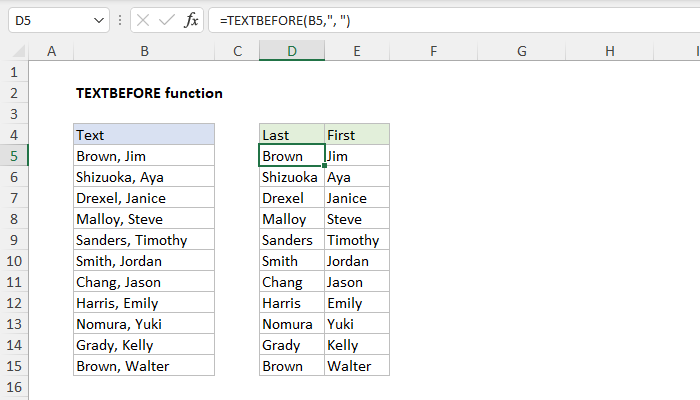 TEXTBEFORE Function