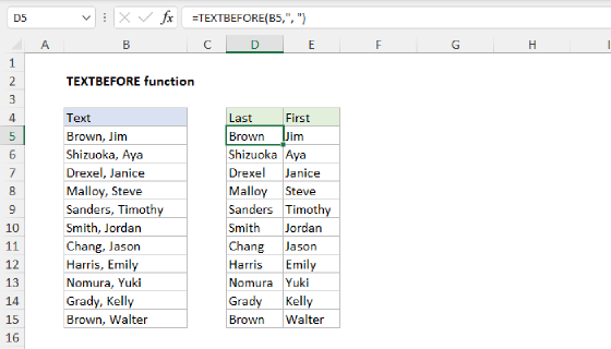 Excel TEXTBEFORE Function