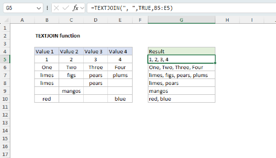 Excel TEXTJOIN Function