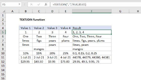 Excel TEXTJOIN Function