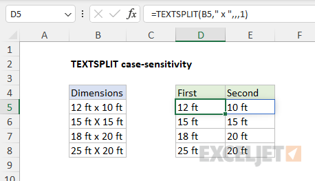 TEXTSPLIT and case sensitivity