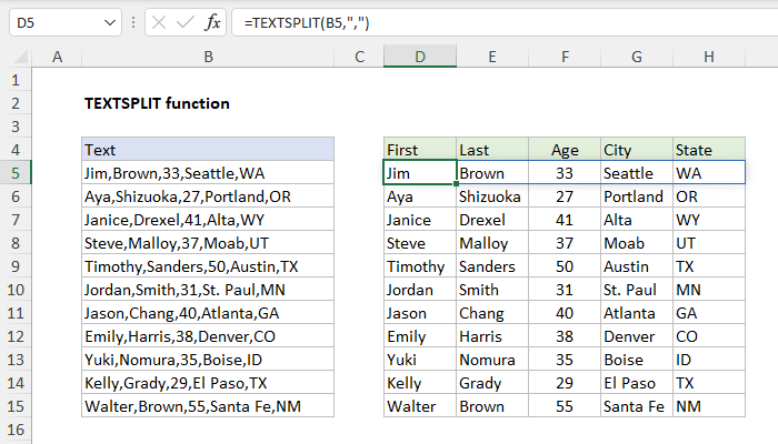 TEXTSPLIT Function