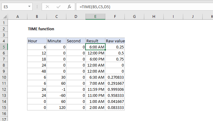 Excel TIME function | Exceljet