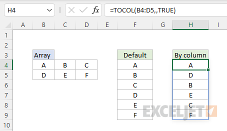TOCOL example - scan values by column