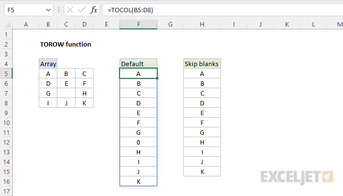 Excel TOCOL Function