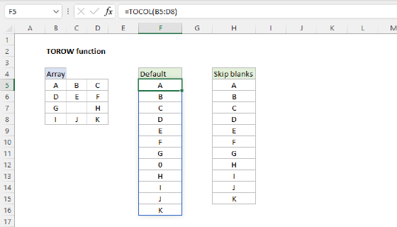 Excel TOCOL Function