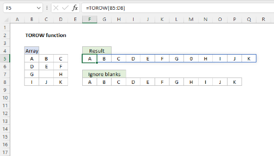 Excel TOROW Function