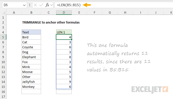 One dynamic array formula returns 11 results
