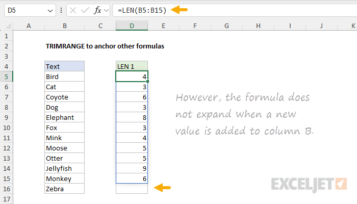 The dynamic array formula does not automatically expand