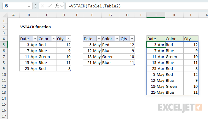 Excel VSTACK Function