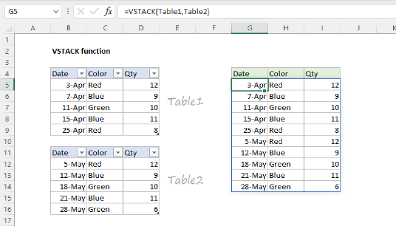 Excel VSTACK Function