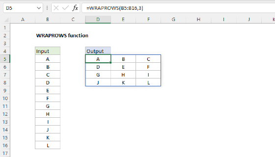 Excel WRAPROWS Function
