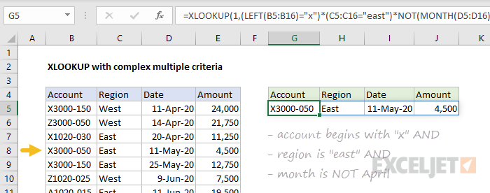 XLOOKUP - complex criteria example