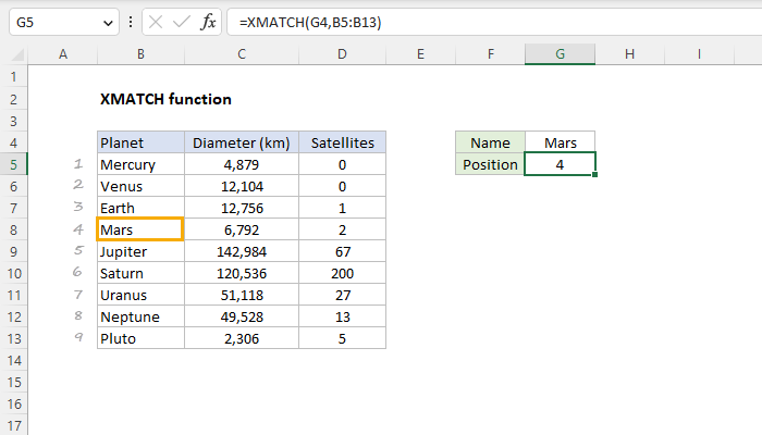 Excel XMATCH function | Exceljet