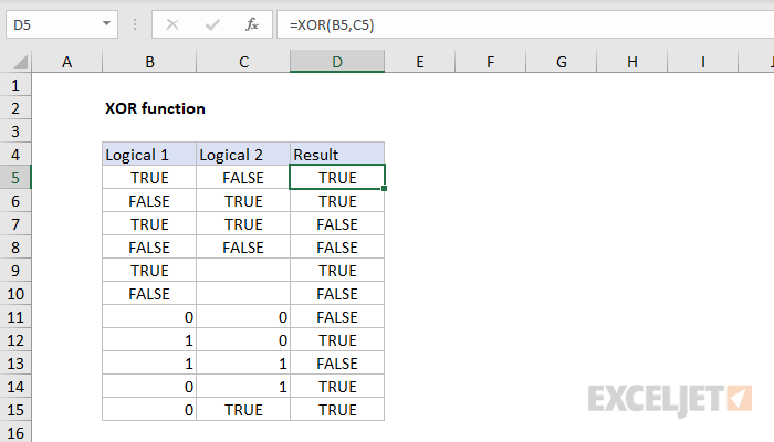 Excel XOR Function