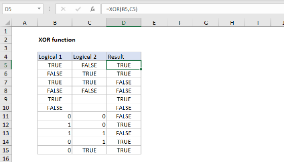 Excel XOR Function