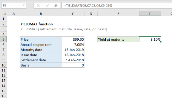 Excel YIELDMAT Function