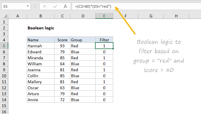 Excel Boolean logic | Exceljet