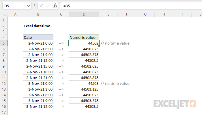 Excel datetime