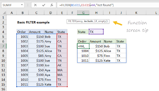 Function screen tip