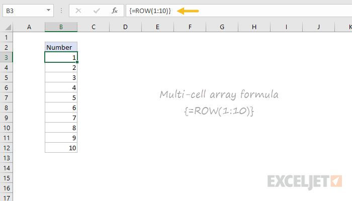 Multi-cell array formula