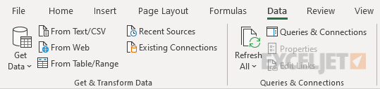 Power Query tools on the Data tab of the ribbon