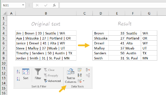 Text to columns