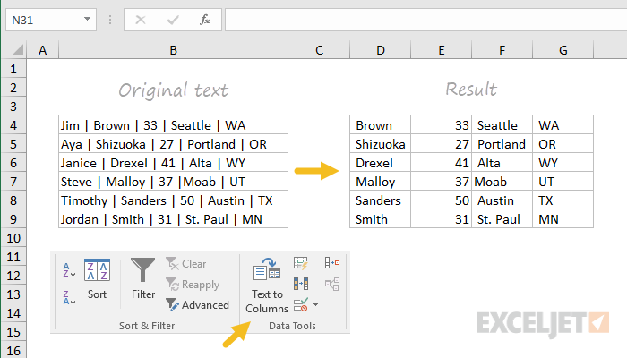 Text to columns
