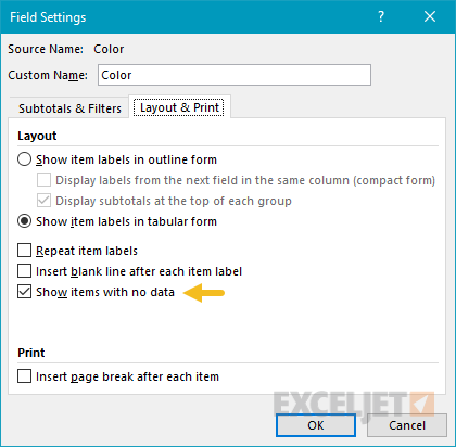 Color field settings