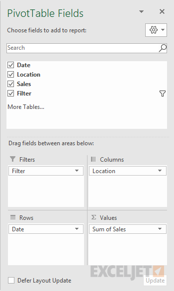 Pivot table last 7 days field configuration