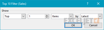 Pivot table latest values - sales field settings