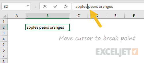 Move cursor to break point